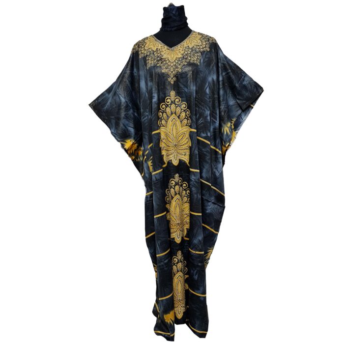 Dn980 Women's Kaftan Loose Fit Tunic Dress Sequin Floral Maxi Dress(9)