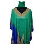 Dn997 Grnblu Women's Kaftan Green Loose Fit Tunic Dress Sequin Floral Abaya 211610 (12)