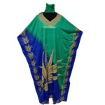 Dn997 Grnblu Women's Kaftan Green Loose Fit Tunic Dress Sequin Floral Abaya 211610 (13)