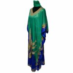 Dn997 Grnblu Women's Kaftan Green Loose Fit Tunic Dress Sequin Floral Abaya 211610 (15)