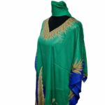 Dn997 Grnblu Women's Kaftan Green Loose Fit Tunic Dress Sequin Floral Abaya 211610 (8)