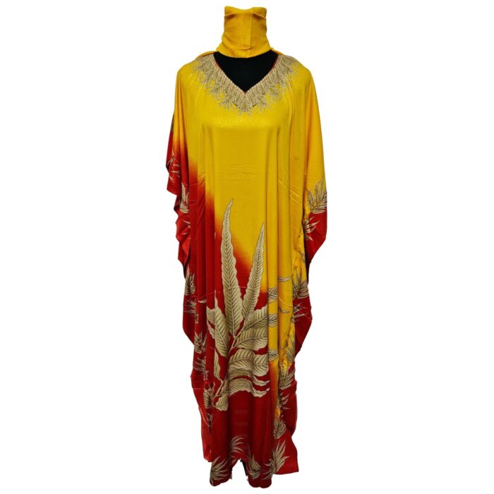 Dn997 Yelrd Loose Fit Kaftan Tunic Holiday Dress Beach Cover Up Dubai Abaya Free Head Scarf 223832 (1)