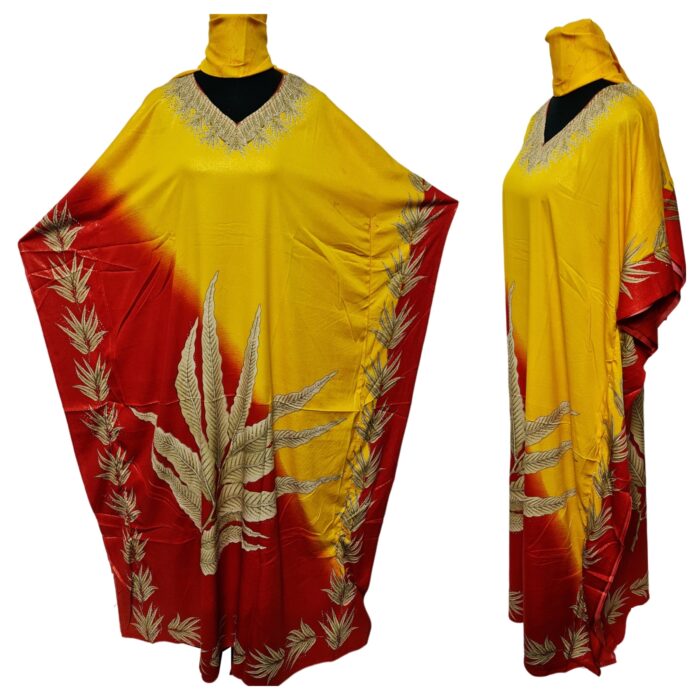 Dn997 Yelrd Loose Fit Kaftan Tunic Holiday Dress Beach Cover Up Dubai Abaya Free Head Scarf 223832 (2)