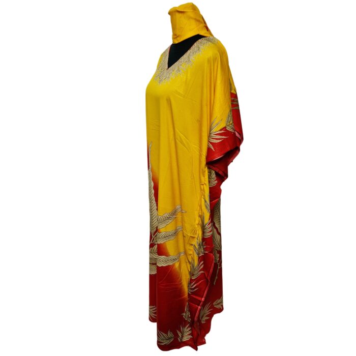 Dn997 Yelrd Loose Fit Kaftan Tunic Holiday Dress Beach Cover Up Dubai Abaya Free Head Scarf 223832 (6)