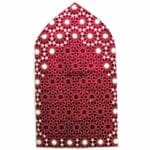 Dark Red Mehrab Star Geometric Islamic Prayer Mat+gif Bag (1)