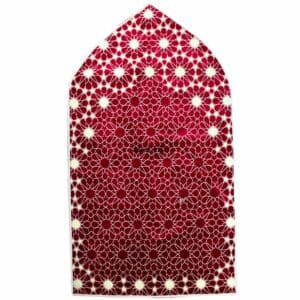 Dark Red Mehrab Star Geometric Islamic Prayer Mat+gif Bag (1)