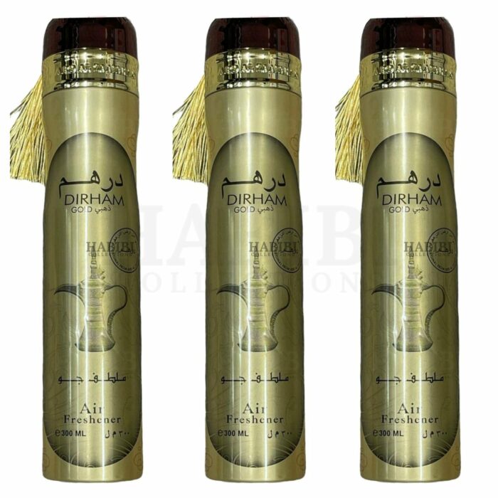 Dirham Gold Air Freshener Room Freshener Aerosol 3 X 300ml Ard Zafaran