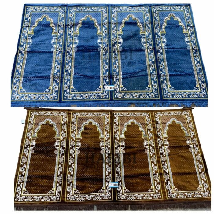 Extra Large Green Blue Brown Turkish Islamic Rug Prayer Mat Musallah Janamaaz (4 People) (8)