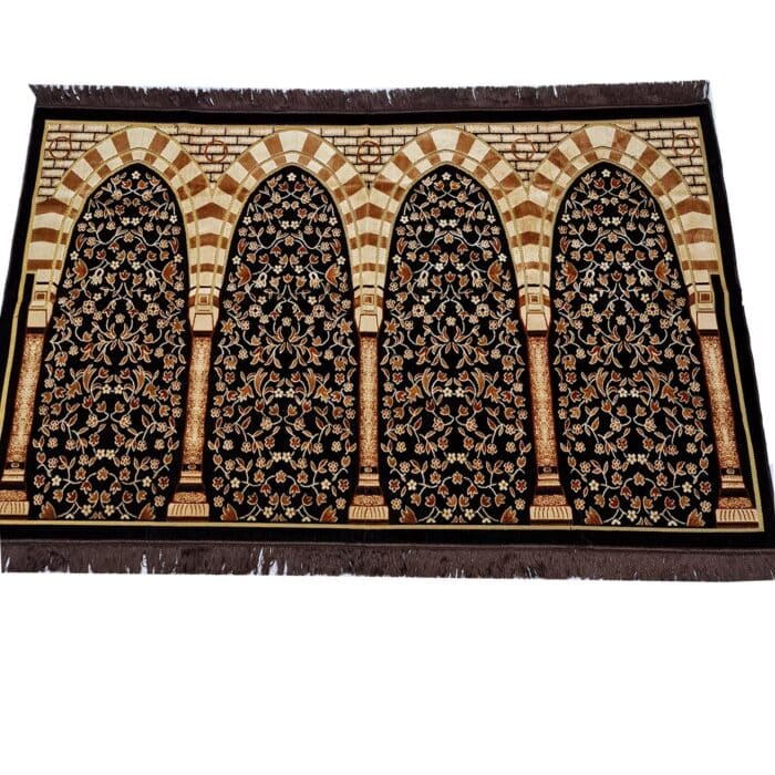 Extra Large Maroon Grey Green Brown Beige Islamic Prayer Mat Musallah Janamaaz (4 People) (7)