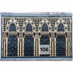 Extra Large Turkish Grey Islamic Prayer Mat Musallah Janamaaz (4 People)