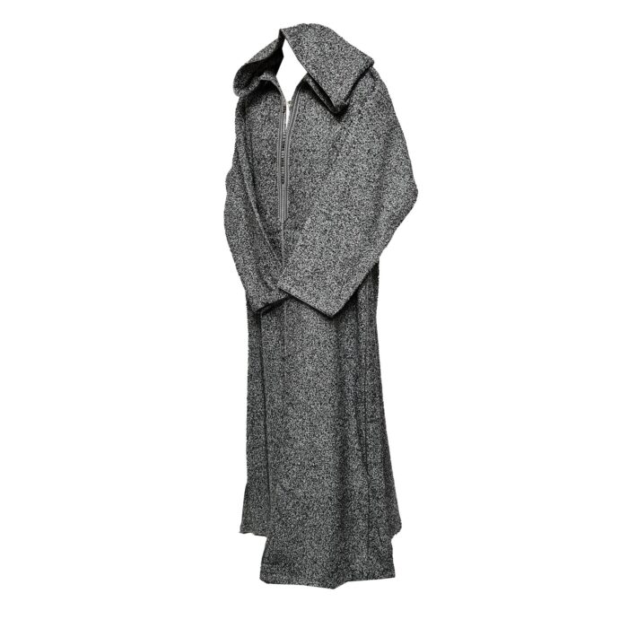 Extremely Thick Winter Cashmere Wool Blend Moroccan Grey Hooded Thobe Djellabaaaa (2)