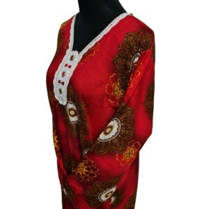 Women's Maroon Diamante Floral Kaftan Abaya Dress