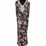 Women's Pink/Maroon Sequin Kaftan Floral Striped Pattern