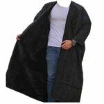 Free Size Winter Swede Insulated Fleece Wool Blend Long Sleeves Cape.overcoat.jacket Baja (3)