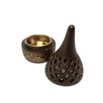 H612blk Champagne Ceramic Incense Bakhoor Burner, Burner High Quality Magnetic Top Black Pic1 (7)