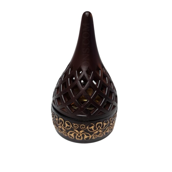 H612blk Gold Ceramic Incense Bakhoor Burner, Burner High Quality Magnetic Top Black Pic1 (4)