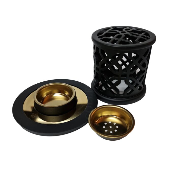 H7506 Ceramic Incense Bakhoor Burner, Black Burner High Quality Magnetic Top Black Pic1 13 X 13 X 11