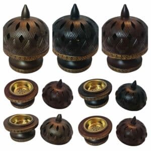 H7523 Ceramic Incense Burner Bakhoor Burner High Quality Magnetic Top Brown Black Champagne