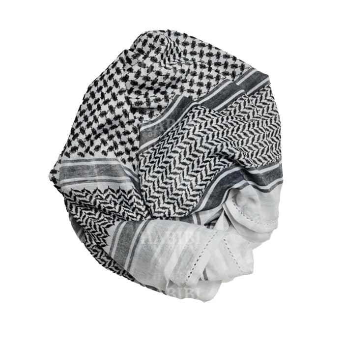 White & Black Shemagh Arab Head Scarf Wrap Arafat