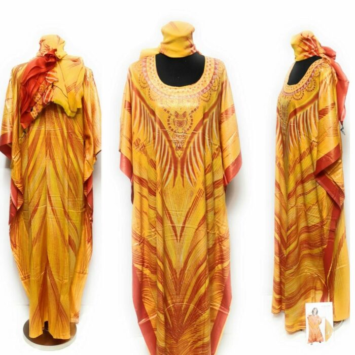 Hariom 1018a Women’s Kaftan Loose Fit Tunic Dress Sequin Floral Maxi Dress (2)