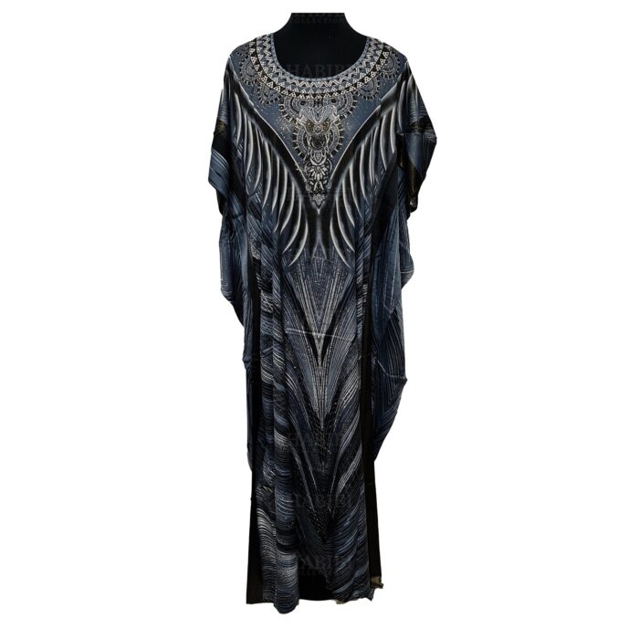 Hariom 1018 Women’s Kaftan Loose Fit Tunic Dress Sequin Floral Maxi Dress 191125