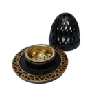 Hc13 Black Ceramic Incense Bakhoor Burner,mabkhara ,burner High Quality Magnetic Top (3)