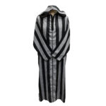 Hdmrckn 001dd Men’s Moroccan Hooeded Long Sleeve Black Grey Striped Jubba Thobe Djellaba 211907