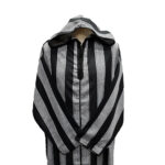 Hdmrckn 001dd Men’s Moroccan Hooeded Long Sleeve Black Grey Striped Jubba Thobe Djellaba 211911