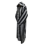 Hdmrckn 001dd Men’s Moroccan Hooeded Long Sleeve Black Grey Striped Jubba Thobe Djellaba 211922