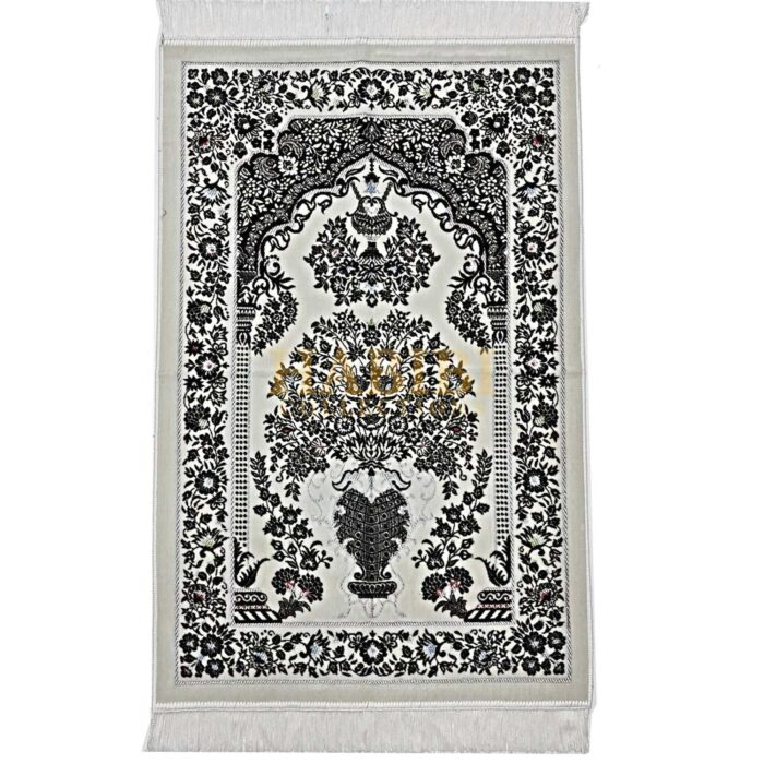 Turkish Super Soft Flower Vase Islamic Prayer Mat Jannamaz Musallah