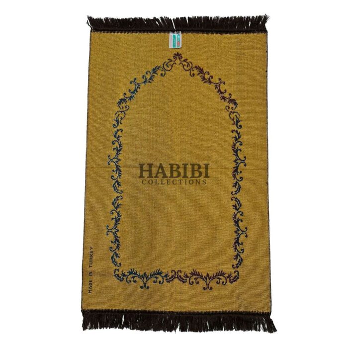 Brown Islamic Plain Floral Vine Prayer Mat