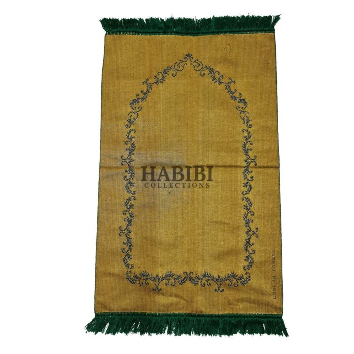 Dark Green Islamic Plain Floral Vine Prayer Mat