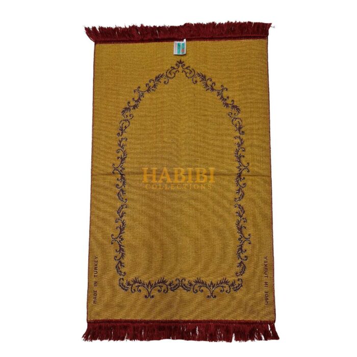 Maroon Islamic Plain Floral Vine Prayer Mat