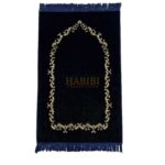 Navy Blue Islamic Plain Floral Vine Prayer Mat