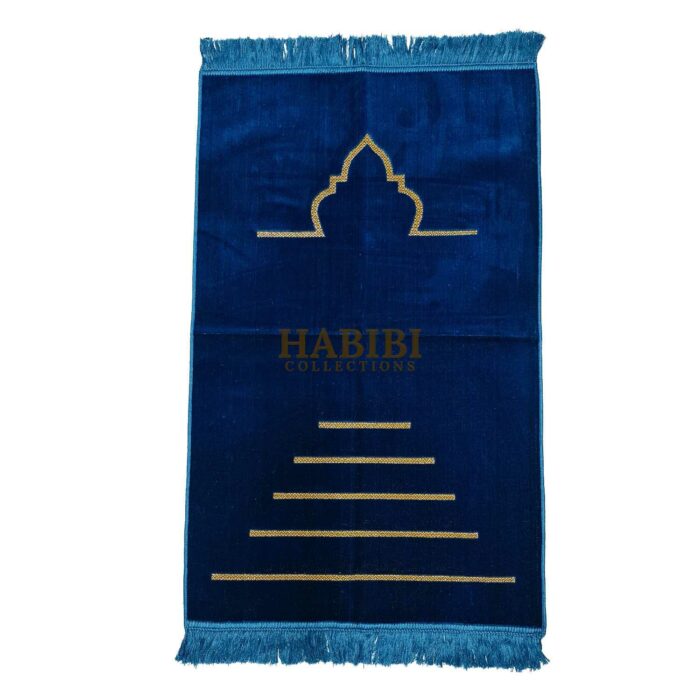 Blue Islamic Plain Masjid Stairs Prayer Mat