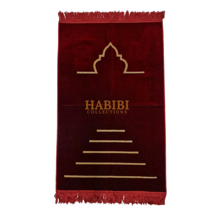 Maroon Islamic Plain Masjid Stairs Prayer Mat