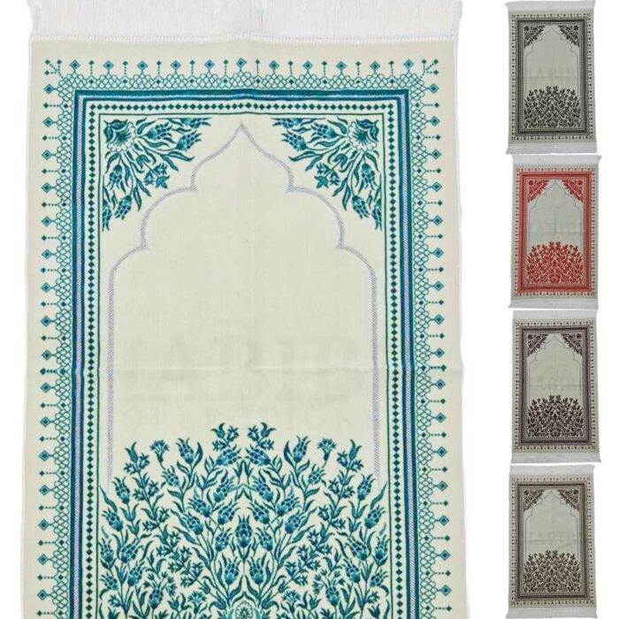 Turkish Off-White Super Soft Islamic Prayer Mat Jannamaz Musalla