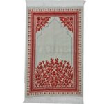 Turkish Off-White Super Soft Islamic Prayer Mat Jannamaz Musalla