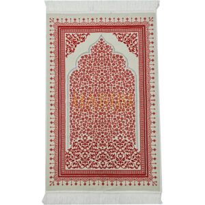 Red Floral Pattern Prayer Mat Musallah Janamaz