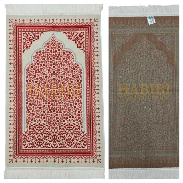 Red Floral Pattern Prayer Mat Musallah Janamaz