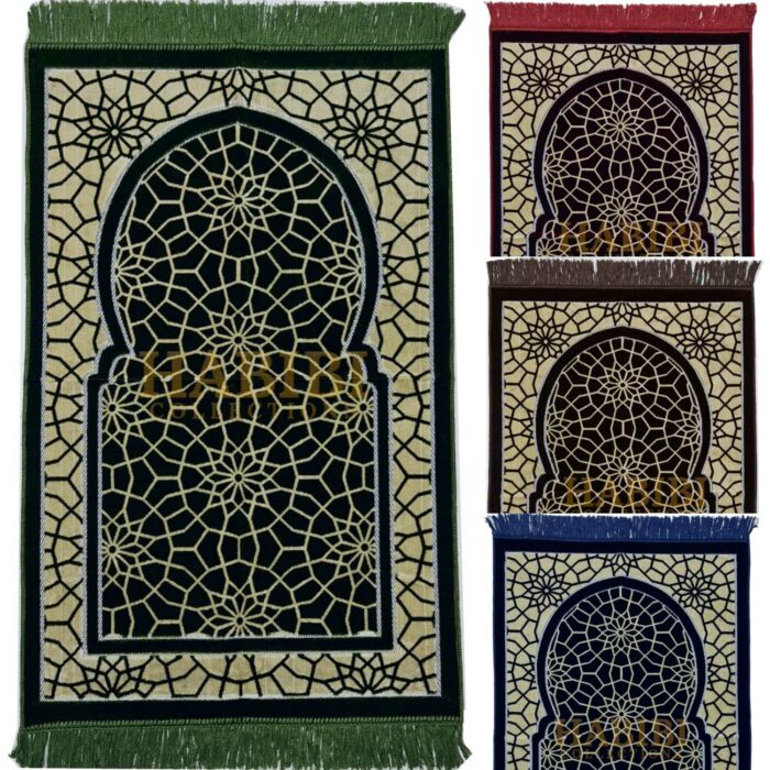 Super Soft Geometric Pattern Islamic Prayer Mat Jannamaz Musallah Turkish