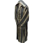 Cotton Men's Moroccan Hooded Long Sleeve Black/Gold/Grey Striped Thobe Jubba