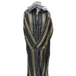 Cotton Men's Moroccan Hooded Black/Gold/Grey Long Sleeve Striped Thobe Jubba