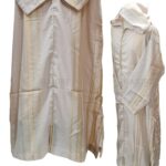 Cotton Men's Moroccan Hooded Long Sleeve Gold Beige Striped Thobe Jubba