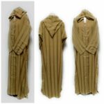Moroccan Long Sleeve Hooded Thobe Striped Mustard Gold