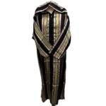 Men Moroccan Long Sleeve Hooded Thobe Black/Gold