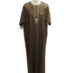 Men's Moroccan Thobe/Jubba/Djelleba Short Sleeve Brown