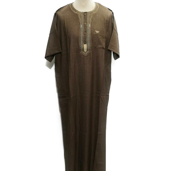 Men's Moroccan Thobe/Jubba/Djelleba Short Sleeve Brown