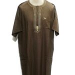 Men's Moroccan Thobe/Jubba/Djelleba Short Sleeve Brown