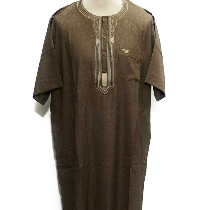 Men's Moroccan Thobe/Jubba/Djelleba Short Sleeve Brown